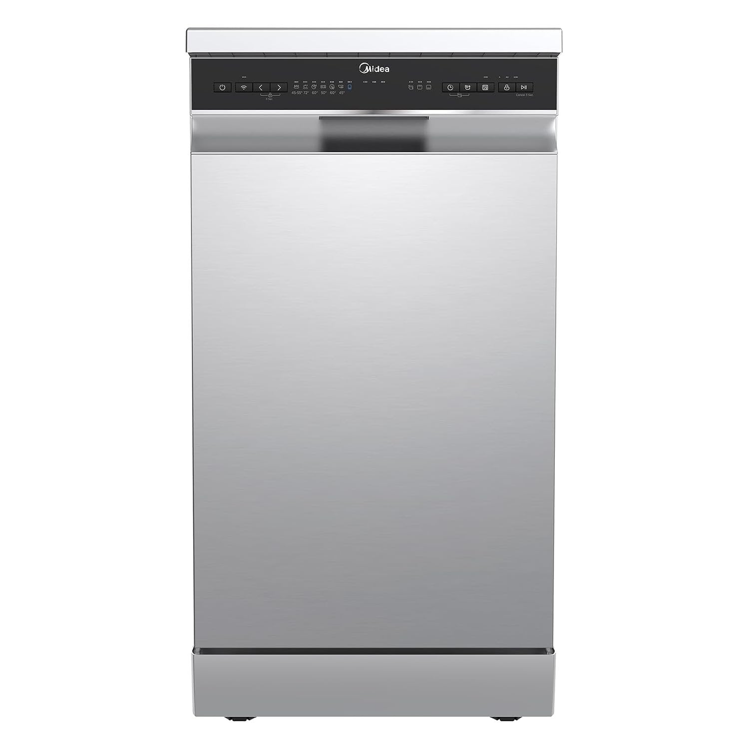 Midea 45cm Smart Freestanding Dishwasher – 10 Place Settings, Wi-Fi, 9 Programmes, Stainless Steel