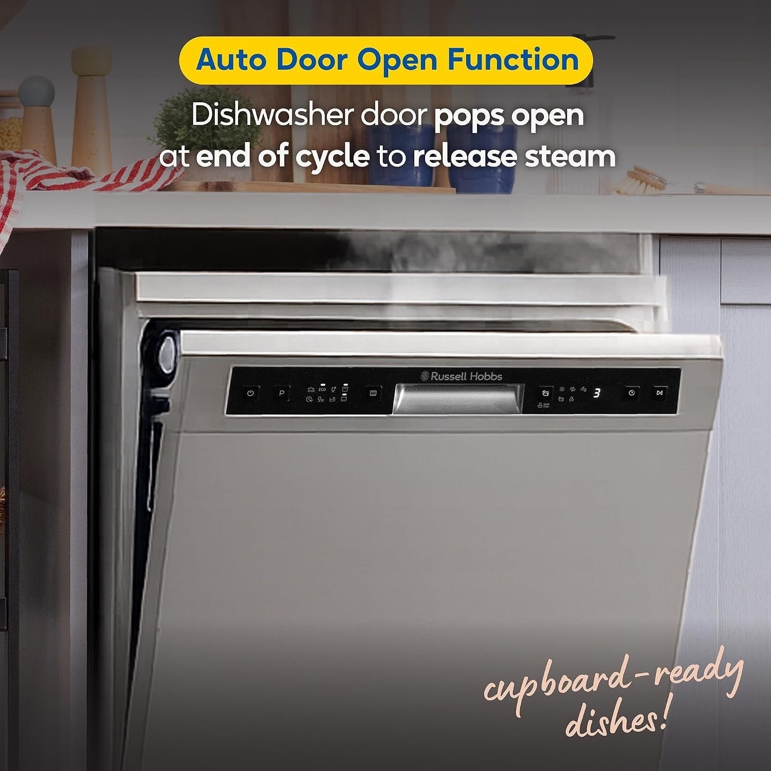 Russell Hobbs 60cm Freestanding Dishwasher – 14 Place Settings, Auto Door Open, Stainless Steel – view 6