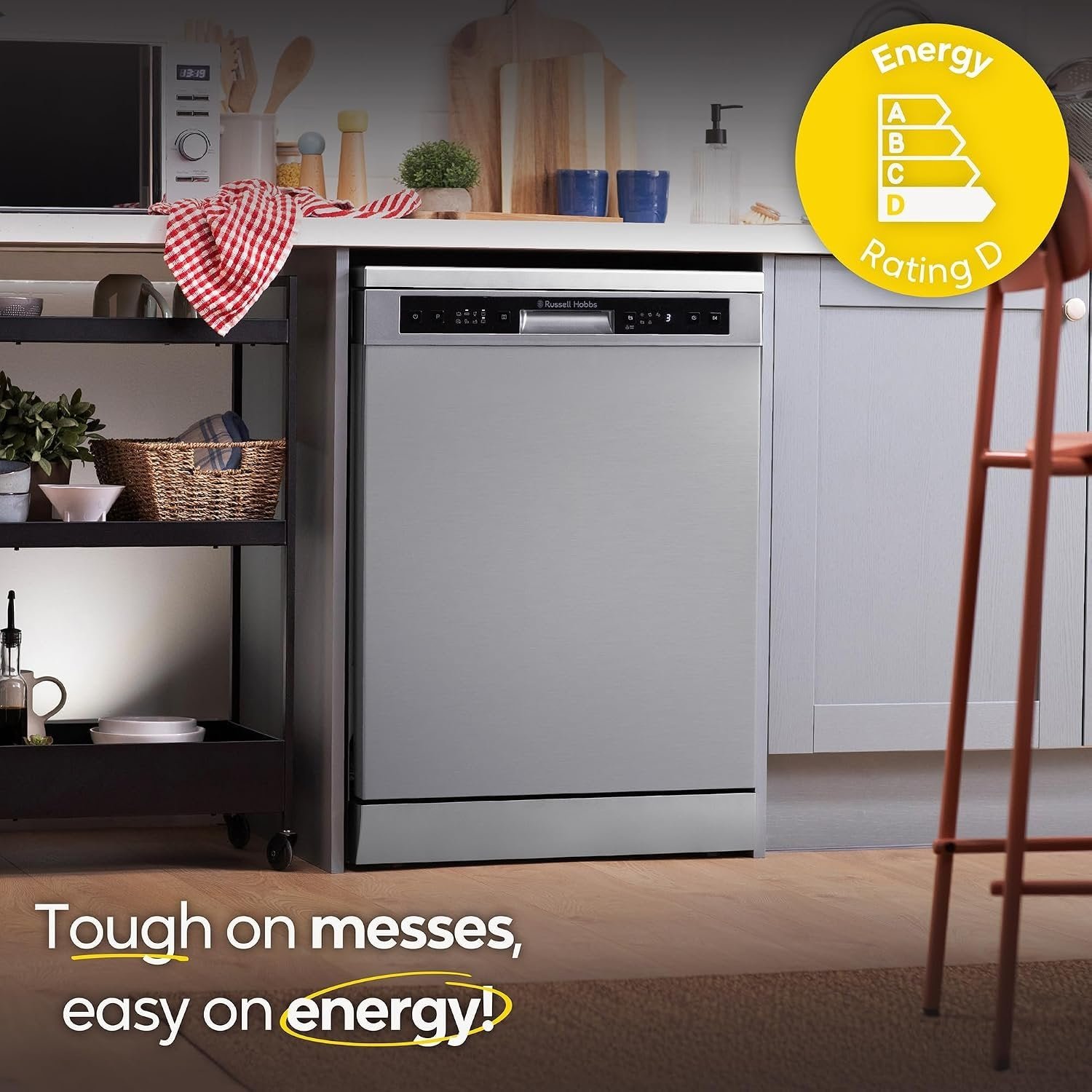 Russell Hobbs 60cm Freestanding Dishwasher – 14 Place Settings, Auto Door Open, Stainless Steel – view 8